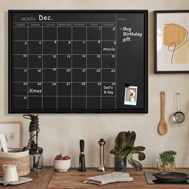 TORASO Calendar Chalkboard, 23.6 x 31.5 inches, Magnetic Surface Black Frame Chalk Board for Planning,School Timetable Memo, Hanging Board for Office, School and Home(YLHB-BK-6080) - Image 5